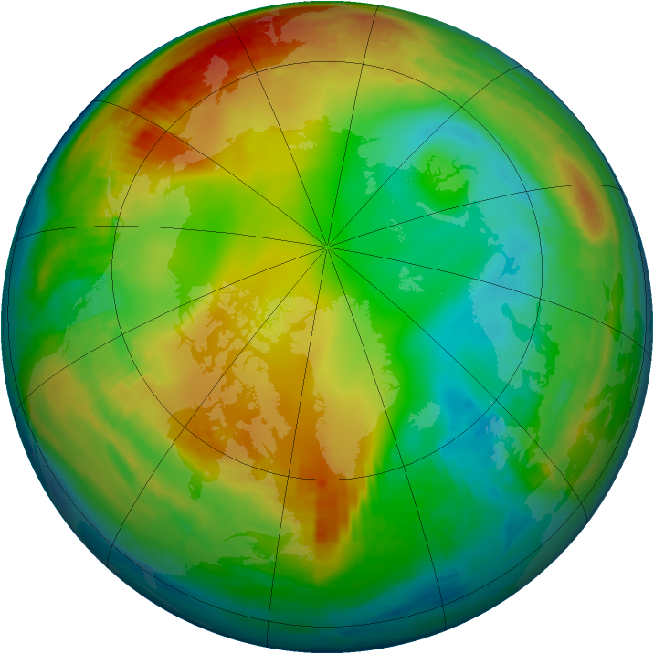 Arctic ozone map for 15 January 2001